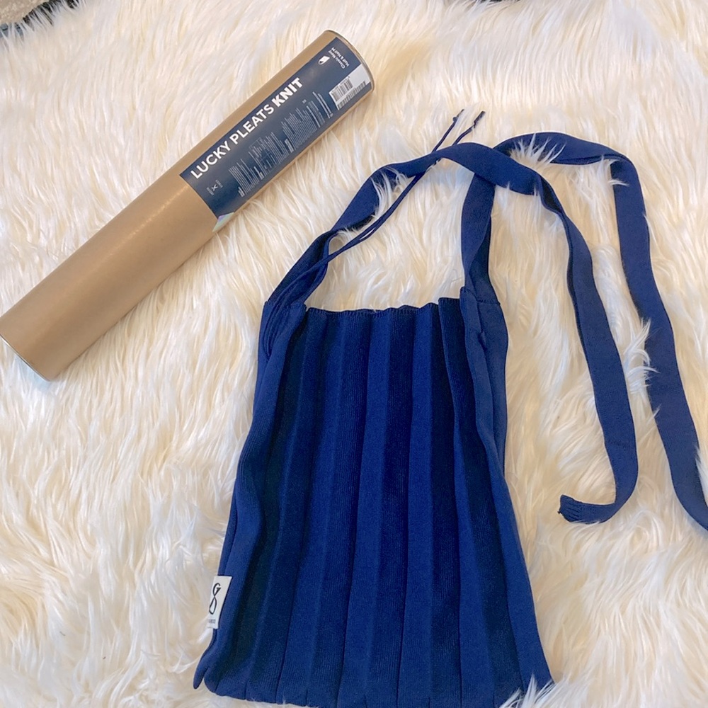 Joseph and Stacey pleat bag - medium in Navy Blue